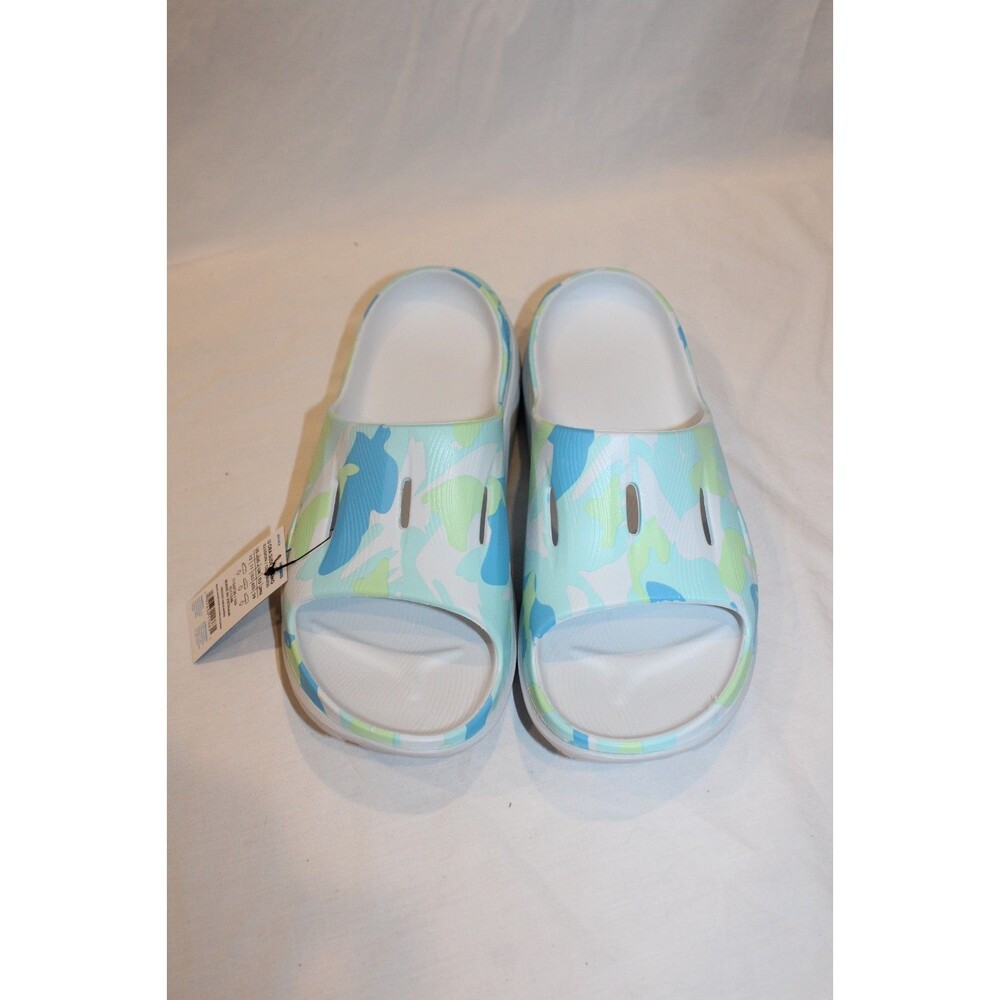 HOKA Men's U Ora Recovery Slide Sandals White Camo Blue Green NWT sz 12 - Picture 2 of 6